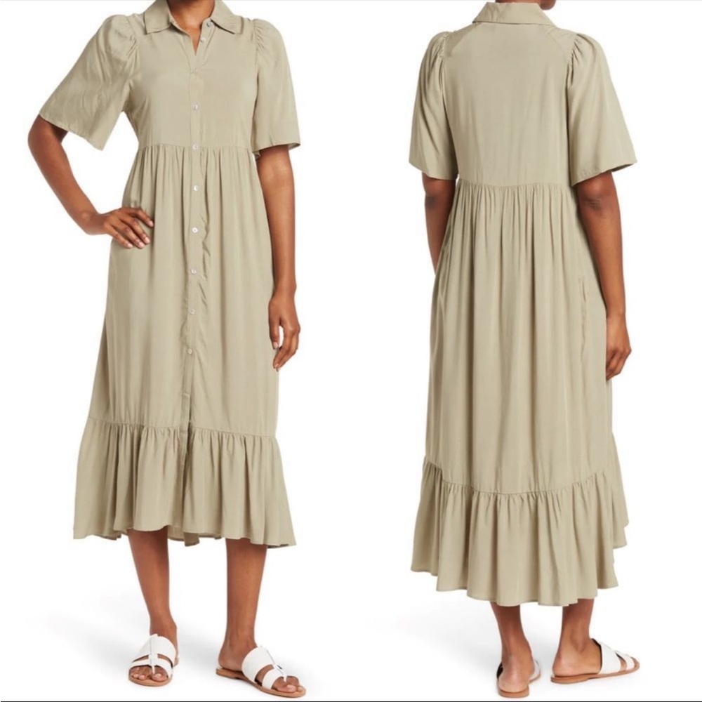 Philosophy Short Sleeve Midi Cactus Green Dress Size Small